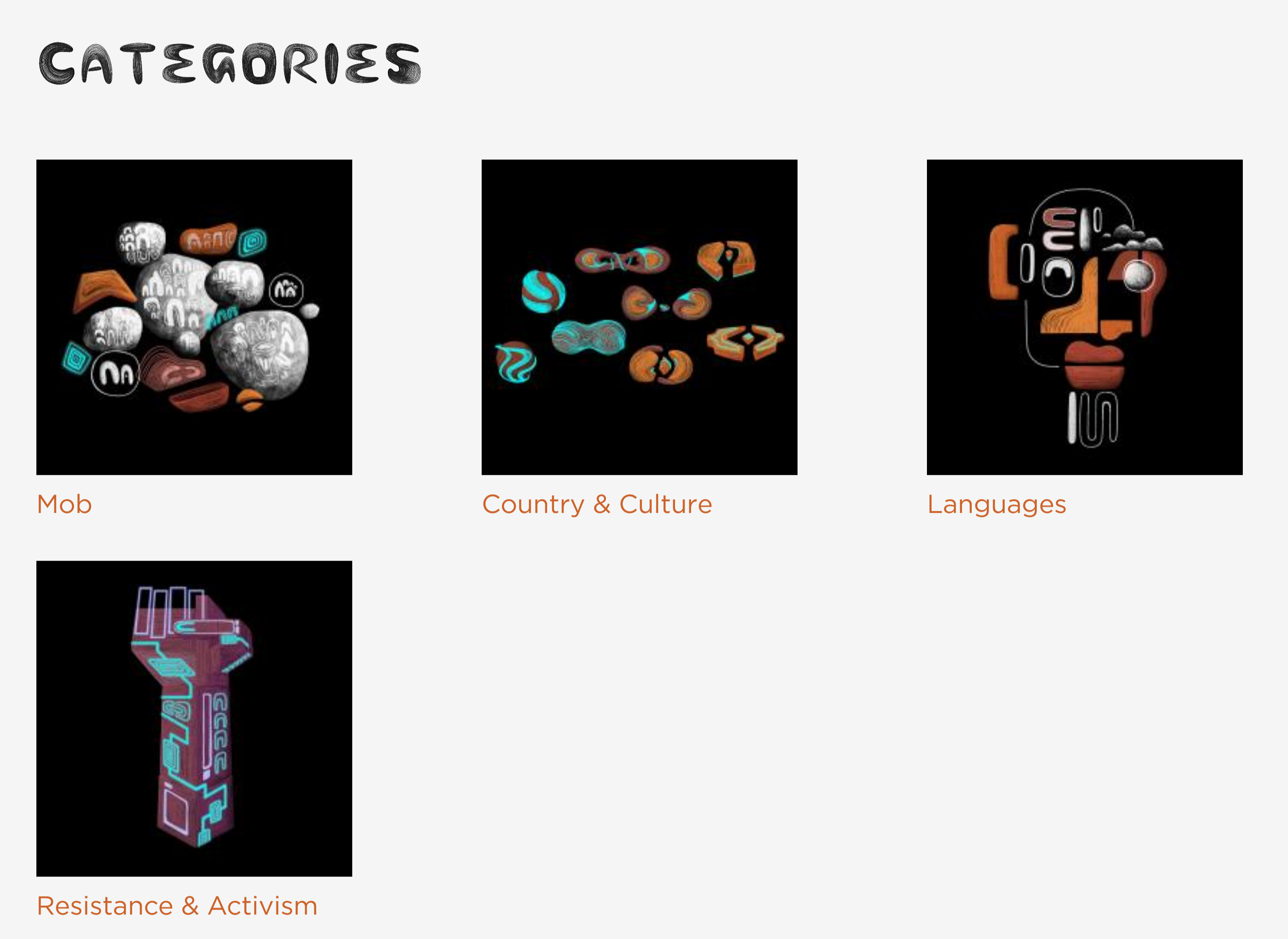 Gather's categories page.