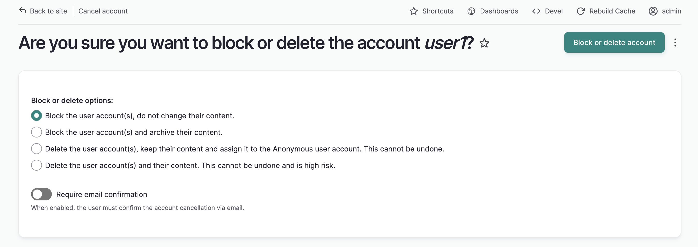 Four additional block and delete options