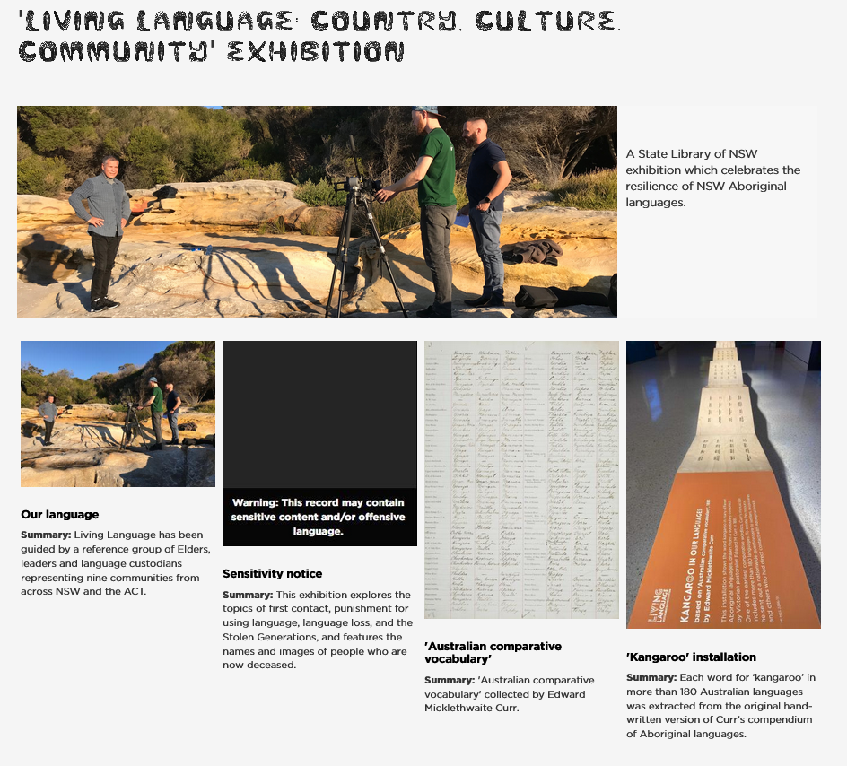 Gather's Living Language Country Culture and Community Exhibition collection page.
